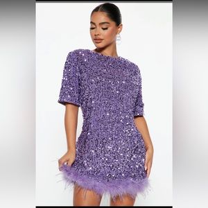Lavender velvet sequin tshirt dress. Runs a size small. XL but fits like a L.
